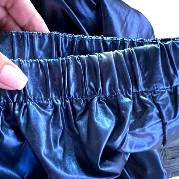 Superdown Lani Metallic Blue Strapless Jumpsuit Festival Boho Night Out Sz XS - Picture 11 of 16